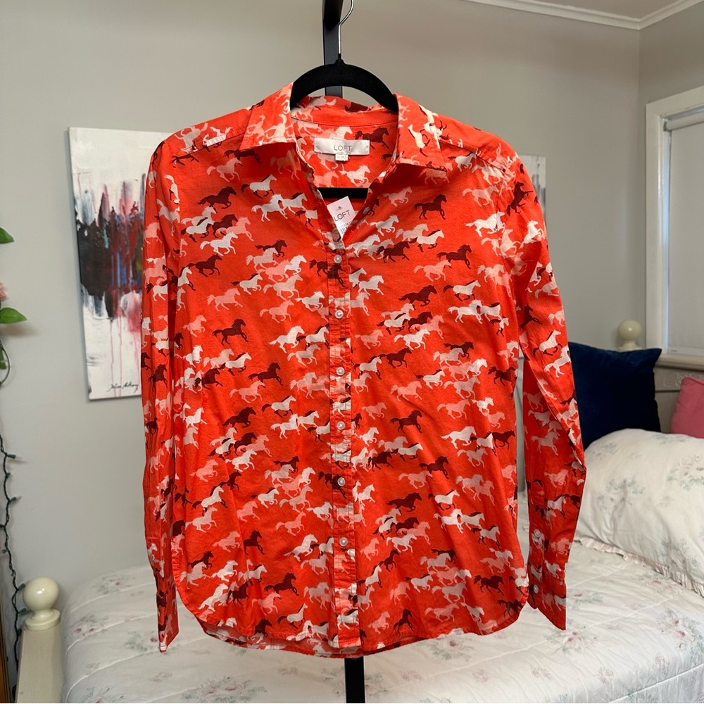 Red horse print sweater